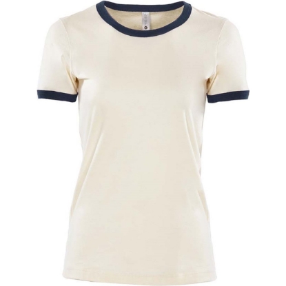 Custom Womens Ringer Tee Natural/ Midnight Navy