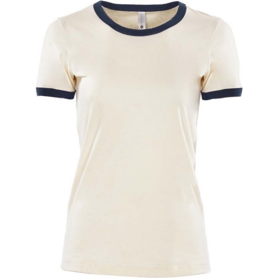 Custom Womens Ringer Tee Natural/ Midnight Navy