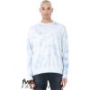 Custom Unisex FWD Fashion Tie-Dyed Crewneck Sweatshirt White/ Sky Blue