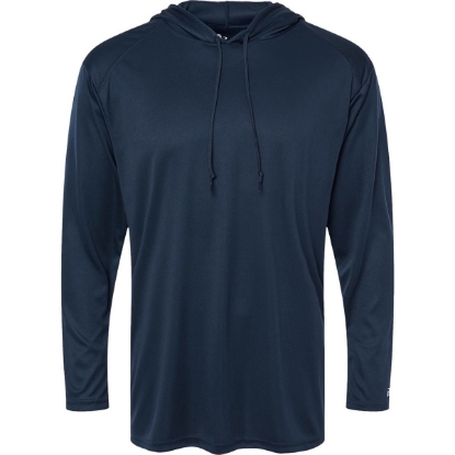 Custom Unisex B-Core Hooded Long Sleeve T-Shirt Navy
