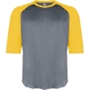 Custom Mens B-Core Three-Quarter Sleeve Baseball T-Shirt Graphite/ Gold