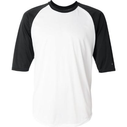 Custom Mens B-Core Three-Quarter Sleeve Baseball T-Shirt White/ Black