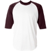 Custom Mens B-Core Three-Quarter Sleeve Baseball T-Shirt White/ Maroon