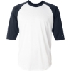 Custom Mens B-Core Three-Quarter Sleeve Baseball T-Shirt White/ Navy