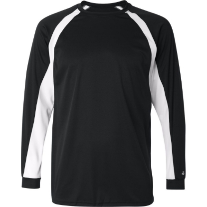 Custom Mens B-Core Hook Long Sleeve T-Shirt Black/ White