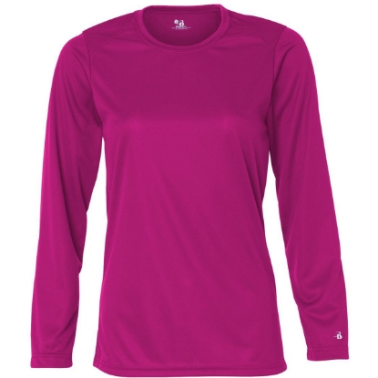 Custom Womens B-Core Long Sleeve T-Shirt Hot Pink