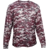Custom Mens Digital Camo Long Sleeve T-Shirt Maroon Digital