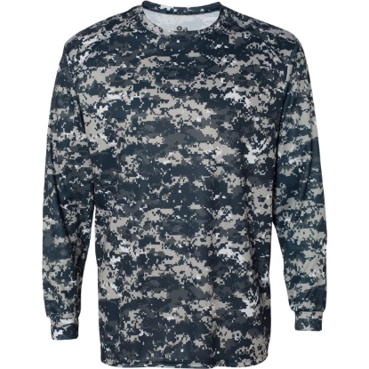 Custom Mens Digital Camo Long Sleeve T-Shirt Navy Digital