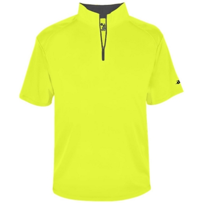 Custom Mens B-Core Short Sleeve Quarter-Zip Safety Yellow/ Graphite