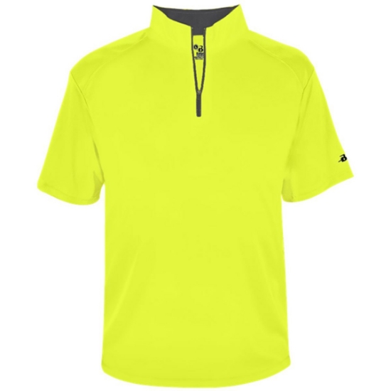 Custom Mens B-Core Short Sleeve Quarter-Zip Safety Yellow/ Graphite