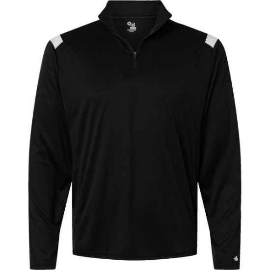 Custom Mens On The Rise Quarter-Zip Pullover Black/ White