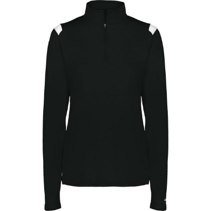Custom Womens On The Rise Quarter-Zip Pullover Black/ White