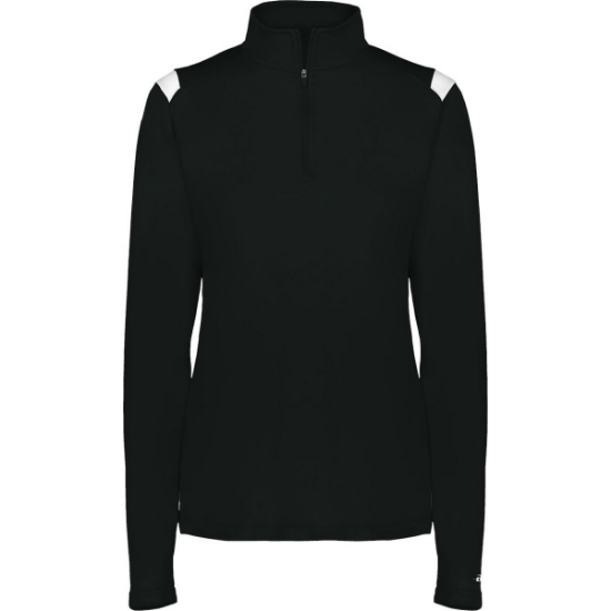 Custom Womens On The Rise Quarter-Zip Pullover Black/ White
