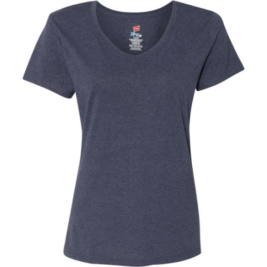 Custom Womens Perfect-T Triblend V-Neck T-Shirt Navy Triblend