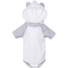 Custom Infant Fine Jersey Raglan Bodysuit with Hood & Ears Blended White/ Vintage Heather