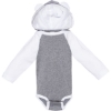 Custom Infant Fine Jersey Character Hooded Long Sleeve Bodysuit with Ears Granite Heather/ White