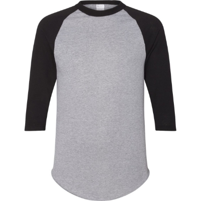 Custom Unisex Three-Quarter Raglan Sleeve Baseball Jersey T-Shirt Athletic Heather/ Black