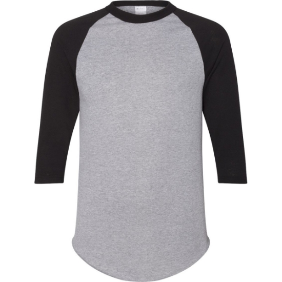 Custom Unisex Three-Quarter Raglan Sleeve Baseball Jersey T-Shirt Athletic Heather/ Black