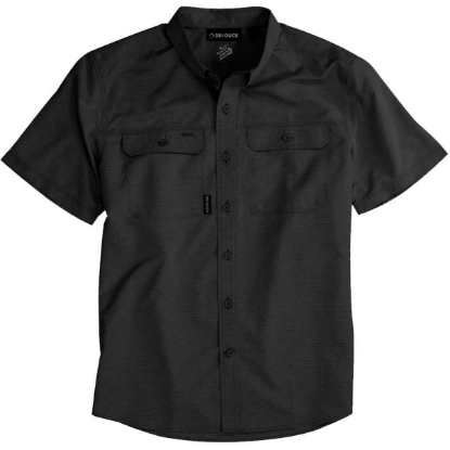 Custom Mens Crossroad Woven Short Sleeve Shirt Charcoal