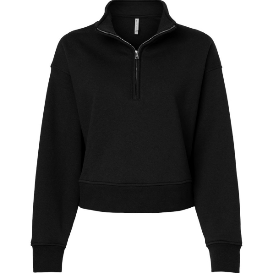 Custom Womens 10 oz. Heavyweight Half-Zip Pullover Black