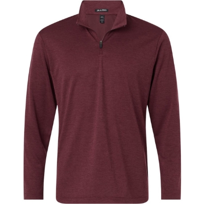 Custom Mens Pro-Lock Performance Mélange Quarter-Zip Pullover Maroon Melange