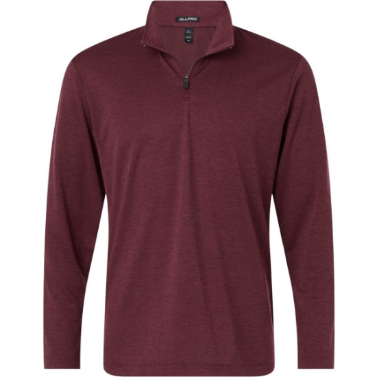 Custom Mens Pro-Lock Performance Mélange Quarter-Zip Pullover Maroon Melange