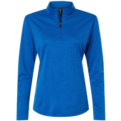 Custom Womens Pro-Lock Performance Mélange Quarter-Zip Pullover Royal Melange