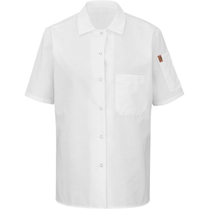 Custom Womens Mimix™ Short Sleeve Cook Shirt with OilBlok White