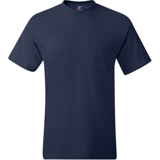 Custom Mens Beefy-T® Pocket T-Shirt Navy