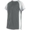 Custom Womens Two Button Fastpitch Jersey Charcoal/ White