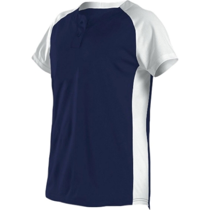 Custom Womens Two Button Fastpitch Jersey Navy/ White