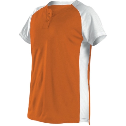 Custom Girls Two Button Fastpitch Jersey Orange/ White