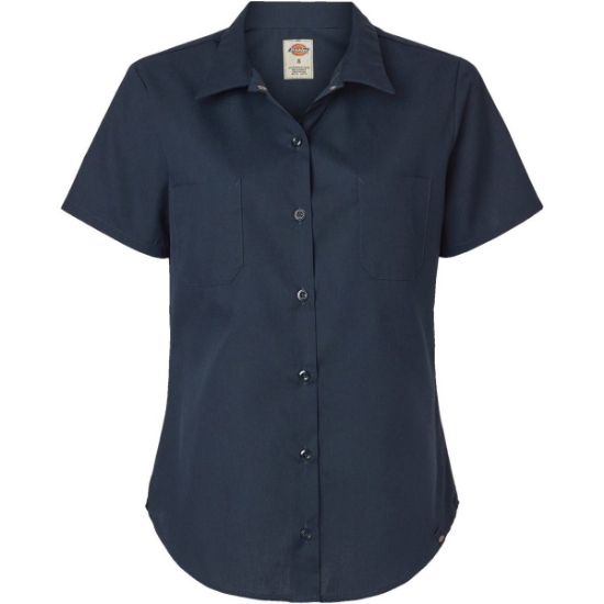 Custom Womens Industrial Short Sleeve Work Shirt Dark Navy
