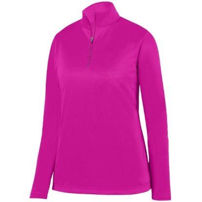 Custom Womens Wicking Fleece Quarter-Zip Pullover Power Pink
