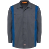 Custom Mens Industrial Colorblocked Long Sleeve Shirt Charcoal/ Royal Blue