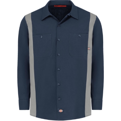 Custom Mens Tall Industrial Colorblocked Long Sleeve Shirt Dark Navy/ Smoke