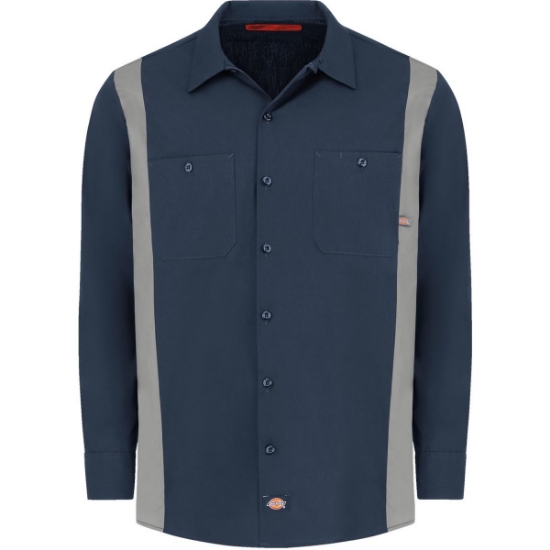 Custom Mens Tall Industrial Colorblocked Long Sleeve Shirt Dark Navy/ Smoke