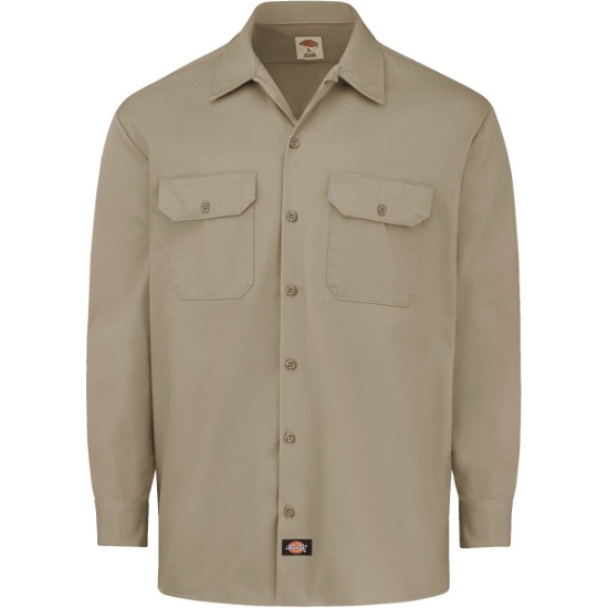 Custom Mens Heavyweight Cotton Long Sleeve Shirt Military Khaki