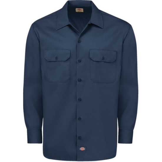 Custom Mens Long Sleeve Work Shirt Navy
