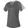 Custom Girls V-Neck Fastpitch Jersey Charcoal/ White
