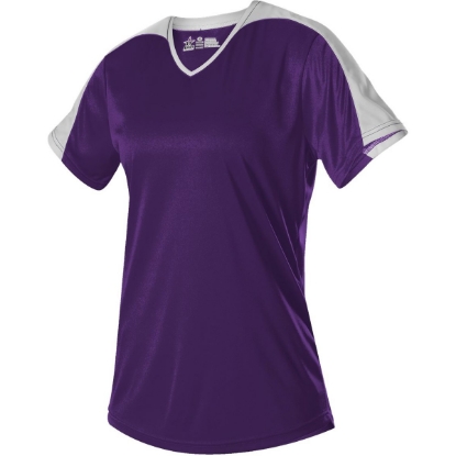 Custom Womens V-Neck Fastpitch Jersey Purple/ White