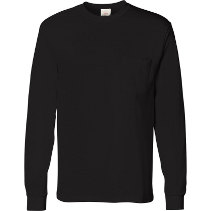 Custom Mens Authentic Long Sleeve Pocket T-Shirt Black