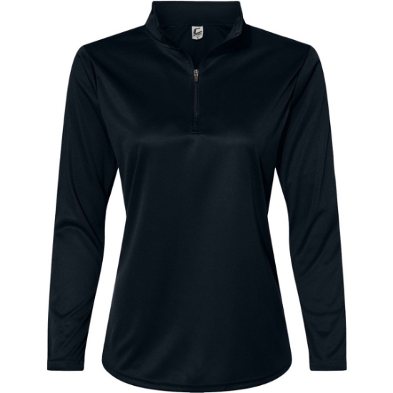 Custom Womens Quarter-Zip Pullover Black