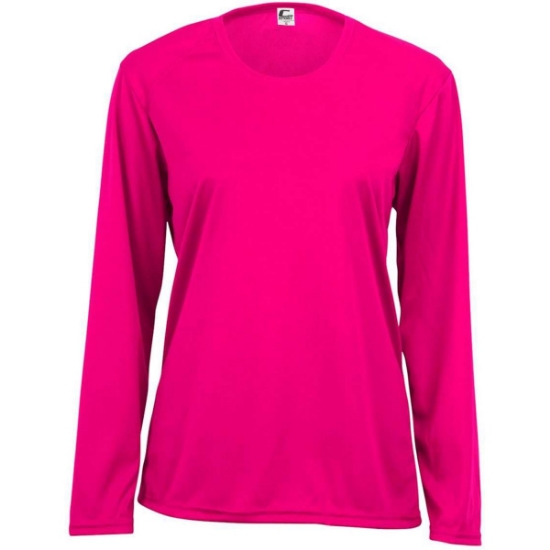 Custom Womens Performance Long Sleeve T-Shirt Hot Pink