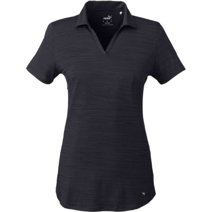 Custom Womens Cloudspun Free V-neck Polo Puma Black Heather