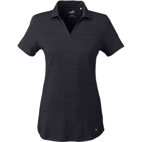 Custom Womens Cloudspun Free V-neck Polo Puma Black Heather