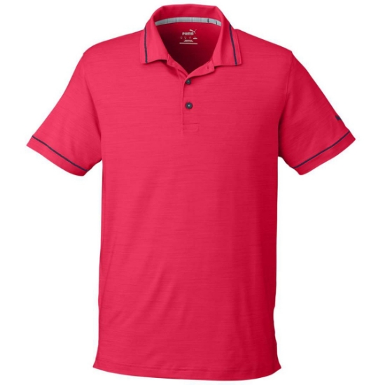 Custom Mens Cloudspun Monarch Polo Teaberry Heather/ Navy Blazer