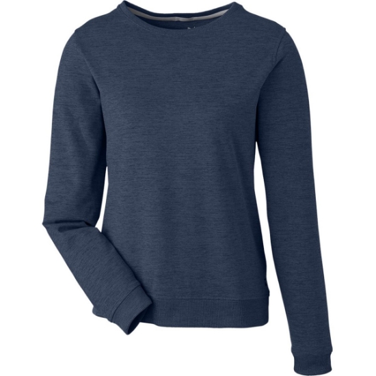 Custom Womens Cloudspun Crewneck Sweatshirt Navy Blazer Heather