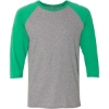Custom Unisex Triblend Three-Quarter Raglan Baseball T-Shirt Oxford/ Irish Green Heather