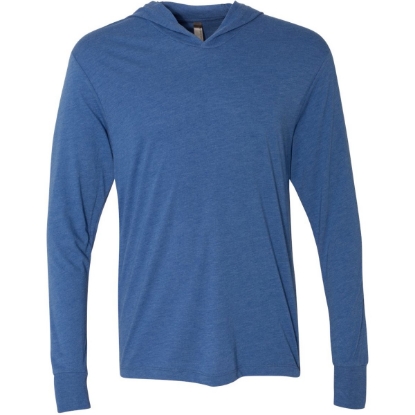Custom Unisex Triblend Hooded Long Sleeve Pullover T-Shirt Vintage Royal